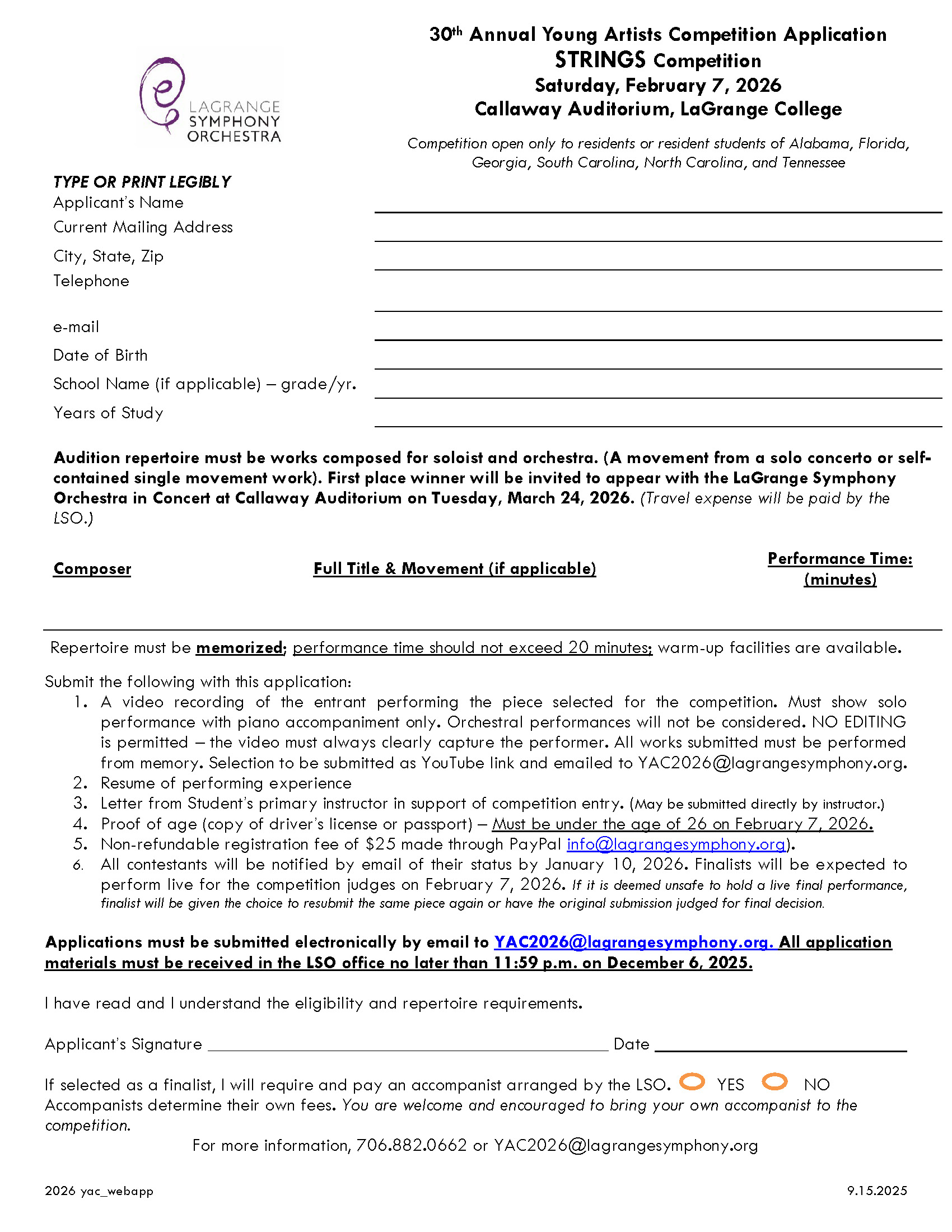 2026 YAC Application